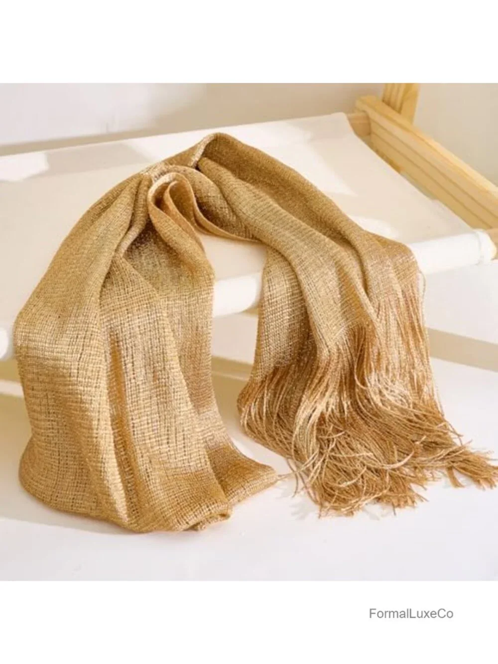 Sparkling Metallic Pashmina Shawl Wrap with Buckle for Evening Dresses